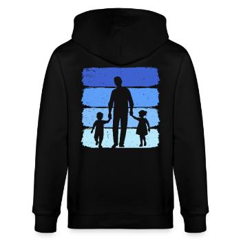 Vater mit Tochter und Sohn papa und tochter sohn - Stanley/Stella Unisex Bio-Kapuzenjacke CULTIVATOR  - Schwarz - Hinten - Anna (173cm)