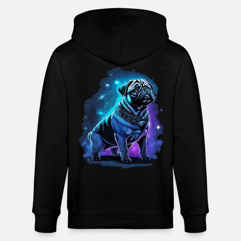 Neon Mops Hund Mitternachtszauber - Stanley/Stella Unisex Bio-Kapuzenjacke CULTIVATOR  - Schwarz