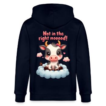 Cute sad Cow is not in the right mood - Stanley/Stella CULTIVATOR  Unisex Organic Hooded Jacket - navy - Back - Anna (173cm)