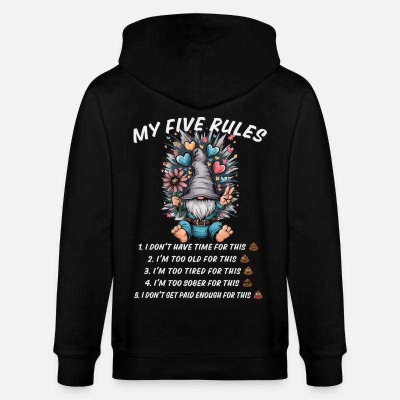 5 règles d’un gnome amusant - Veste à capuche bio CULTIVATOR Stanley/Stella Unisexe - noir