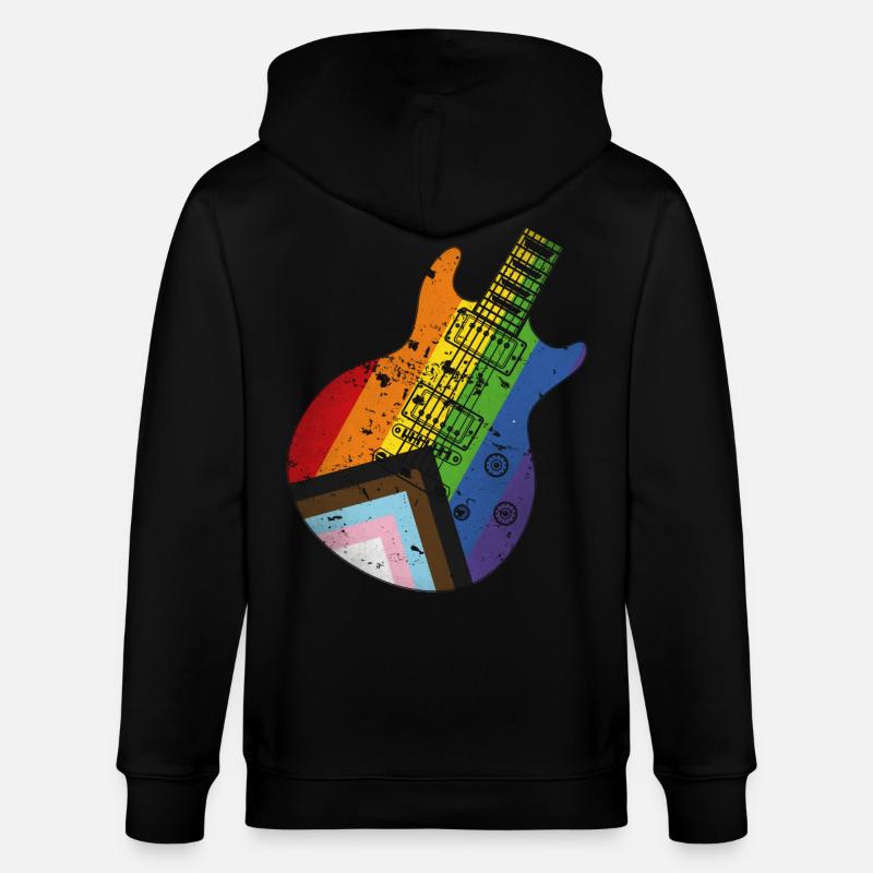 Guitare Pride Progress Flag - Veste à capuche bio CULTIVATOR Stanley/Stella Unisexe - noir