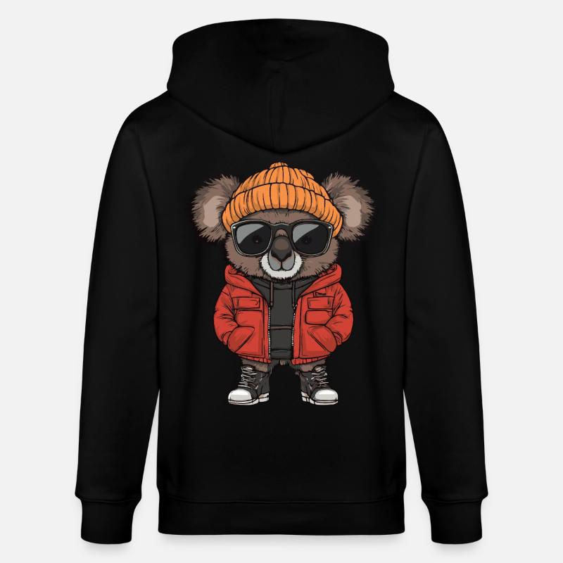 Koala Cool Comic - Stanley/Stella Unisex Bio-Kapuzenjacke CULTIVATOR  - Schwarz