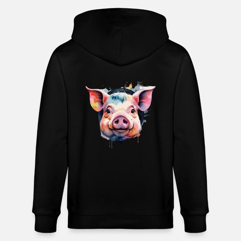 Schwein Schwein Cool Bunt - Stanley/Stella Unisex Bio-Kapuzenjacke CULTIVATOR  - Schwarz