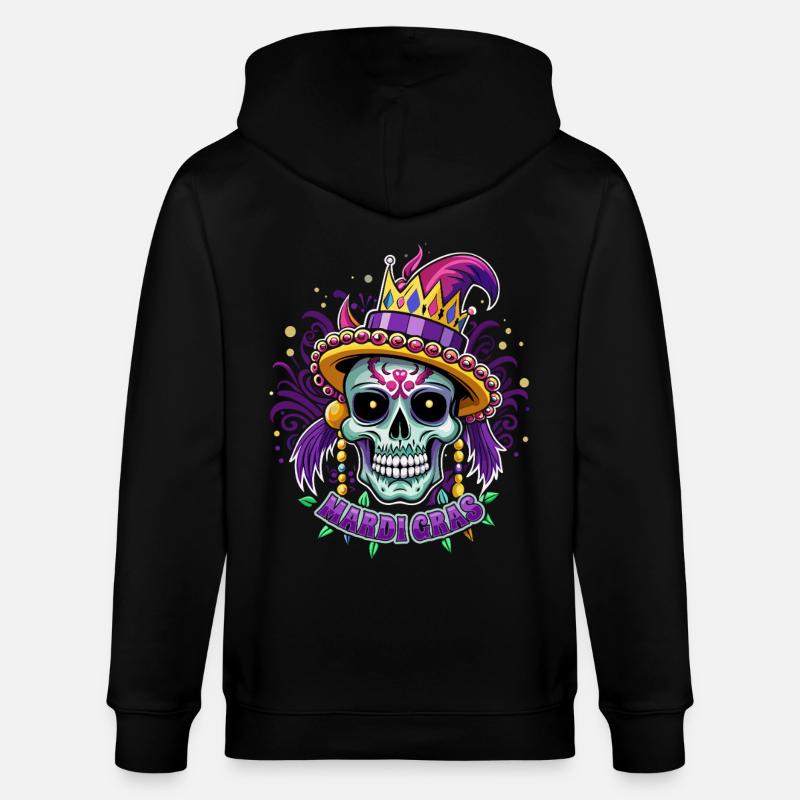 Mardi Gras - Carnaval - Crâne - Cadeau - Veste à capuche bio CULTIVATOR Stanley/Stella Unisexe - noir