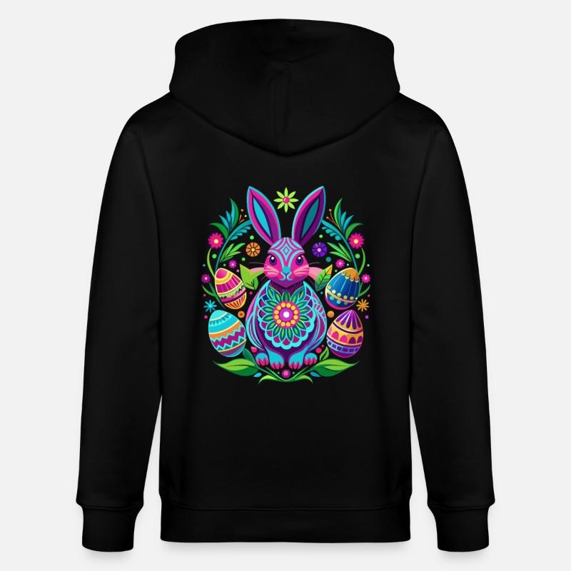 Happy Easter - Osterhase - Osterei - Geschenk - Stanley/Stella Unisex Bio-Kapuzenjacke CULTIVATOR - Schwarz