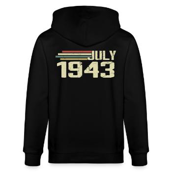 Geburtstag Juli 1943 Jahr 1943 Juli Jahrgang 1943 - Stanley/Stella Unisex Bio-Kapuzenjacke CULTIVATOR  - Schwarz - Hinten - Anna (173cm)