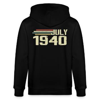 Birthday July 1940 Year 1940 July Year 1940 - Stanley/Stella CULTIVATOR  Unisex Organic Hooded Jacket - black - Back - Anna (173cm)