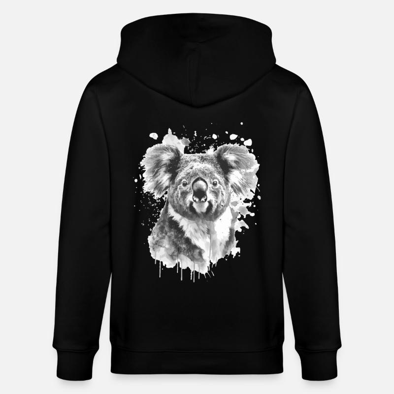Koala - Stanley/Stella Unisex Bio-Kapuzenjacke CULTIVATOR  - Schwarz