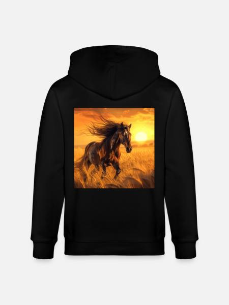 Pferd - Stanley/Stella Unisex Bio-Kapuzenjacke CULTIVATOR - Schwarz