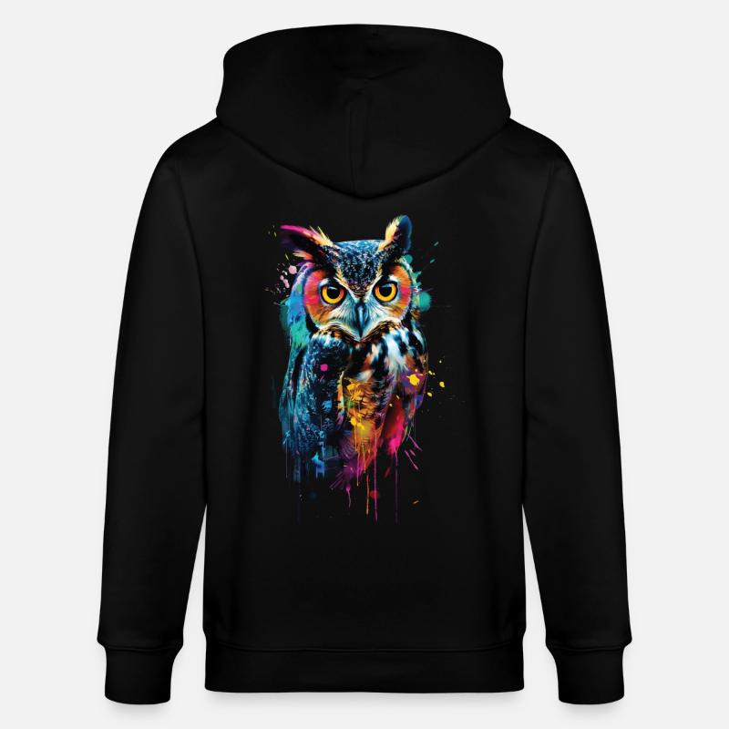 Eule - Stanley/Stella Unisex Bio-Kapuzenjacke CULTIVATOR  - Schwarz