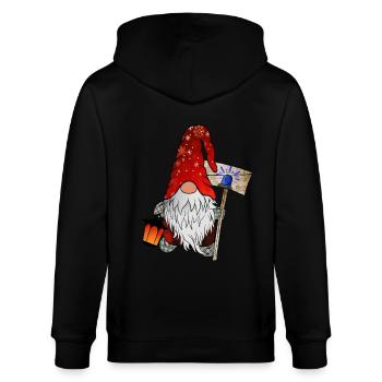 Blaulicht Wichtel Weihnachtsgnom - Stanley/Stella Unisex Bio-Kapuzenjacke CULTIVATOR  - Schwarz - Hinten - Anna (173cm)