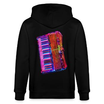 Akkordeon - Stanley/Stella Unisex Bio-Kapuzenjacke CULTIVATOR  - Schwarz - Hinten - Anna (173cm)