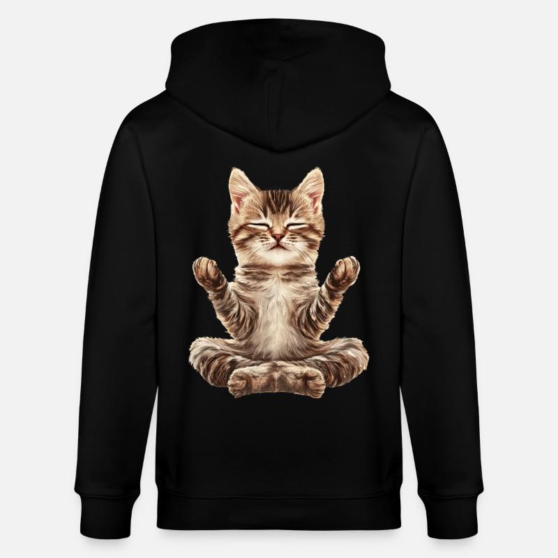 Katze - Stanley/Stella Unisex Bio-Kapuzenjacke CULTIVATOR  - Schwarz
