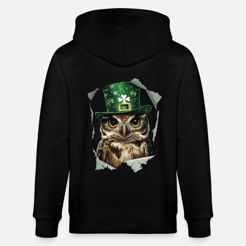 St. Patrick Eule - Stanley/Stella Unisex Bio-Kapuzenjacke CULTIVATOR  - Schwarz