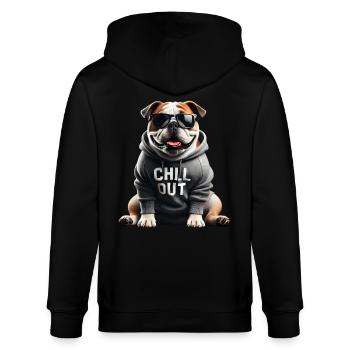 Drôle bouledogue anglais amoureux des animaux Chilling - Veste à capuche bio CULTIVATOR Stanley/Stella Unisexe - noir - Dos - Anna (173cm)