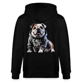 Drôle bouledogue anglais amoureux des animaux Chilling - Veste à capuche bio CULTIVATOR Stanley/Stella Unisexe - noir - Dos - Anna (173cm)