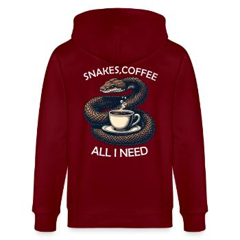 Lustiges Schlangen Kunst Schlange Kaffee Reptilien - Stanley/Stella Unisex Bio-Kapuzenjacke CULTIVATOR  - Burgunderrot - Hinten - Anna (173cm)