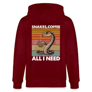 Lustiges Schlangen Kunst Schlange Kaffee Reptilien - Stanley/Stella Unisex Bio-Kapuzenjacke CULTIVATOR  - Burgunderrot - Hinten - Anna (173cm)
