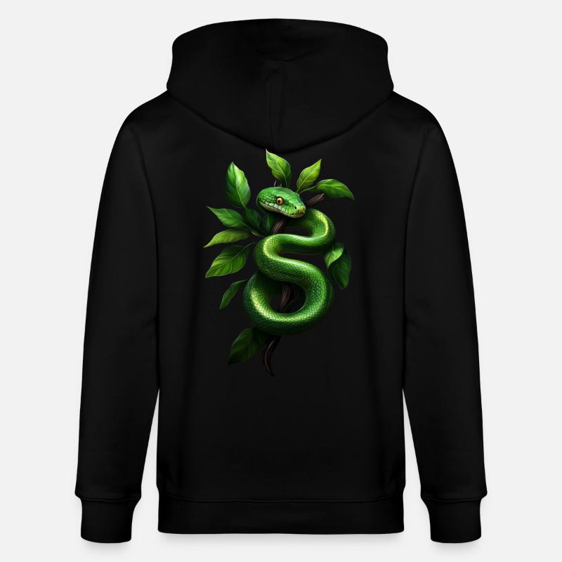 Grüner Baumpython Schlangen Liebhaber Terrarium - Stanley/Stella Unisex Bio-Kapuzenjacke CULTIVATOR  - Schwarz