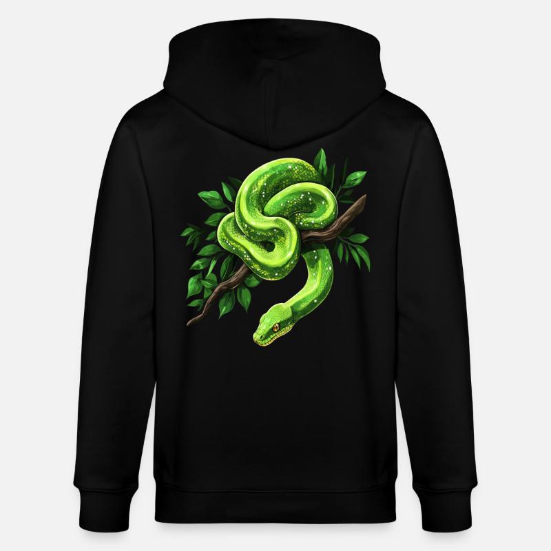 Grüner Baumpython Schlangen Liebhaber Terrarium - Stanley/Stella Unisex Bio-Kapuzenjacke CULTIVATOR  - Schwarz