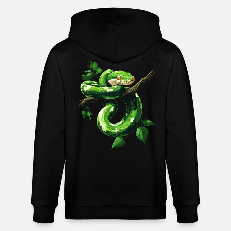 Grüner Baumpython Schlangen Liebhaber Terrarium - Stanley/Stella Unisex Bio-Kapuzenjacke CULTIVATOR  - Schwarz