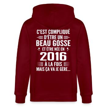 Toujours Beau Gosse 2016 Birthday Gift 2016 - Stanley/Stella CULTIVATOR  Unisex Organic Hooded Jacket - burgundy - Back - Anna (173cm)