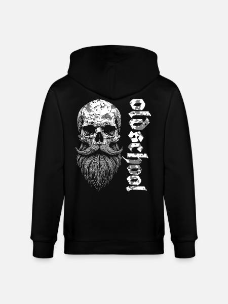 Oldschool Bearded Skull - Stanley/Stella CULTIVATOR Unisex Organic Hooded Jacket - black