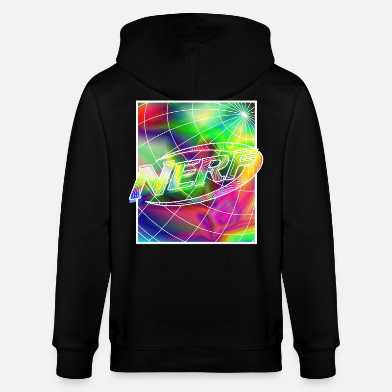 Nerf Rainbow Square Logo - Stanley/Stella CULTIVATOR  Unisex Organic Hooded Jacket - black