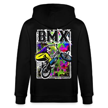 BMX coloré pour les enfants et les adolescents | BMX coloré - Veste à capuche bio CULTIVATOR Stanley/Stella Unisexe - noir - Dos - Anna (173cm)