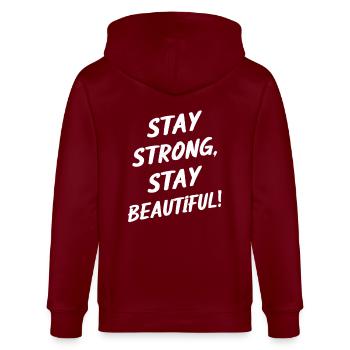 Restez forte, restez belle - Veste à capuche bio CULTIVATOR Stanley/Stella Unisexe - bordeaux - Dos - Anna (173cm)
