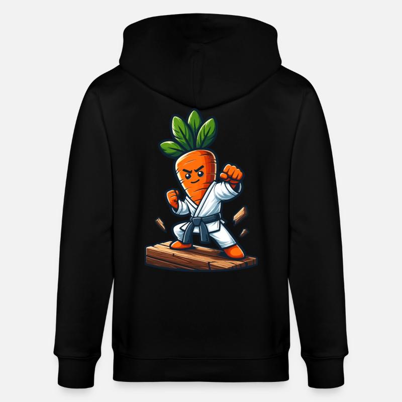 Karate Carrot Master Fighter Pose - Stanley/Stella CULTIVATOR  Unisex Organic Hooded Jacket - black