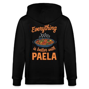 Alles Ist Besser Mit Paella - Stanley/Stella Unisex Bio-Kapuzenjacke CULTIVATOR  - Schwarz - Hinten - Anna (173cm)