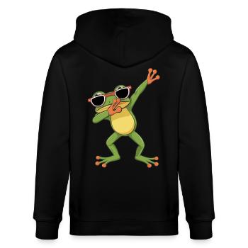 Coole Tanzende Frosch Mit Sonnenbrille - Stanley/Stella Unisex Bio-Kapuzenjacke CULTIVATOR  - Schwarz - Hinten - Anna (173cm)