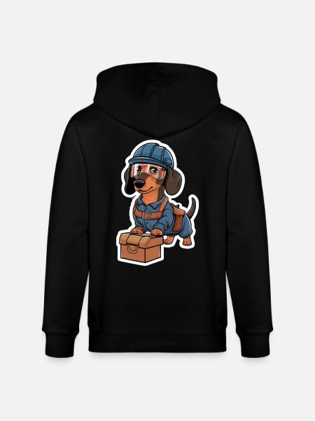 Gravhund i kostume håndværker gravhund med - Stanley/Stella økologisk unisex-hættejakke CULTIVATOR  - sort