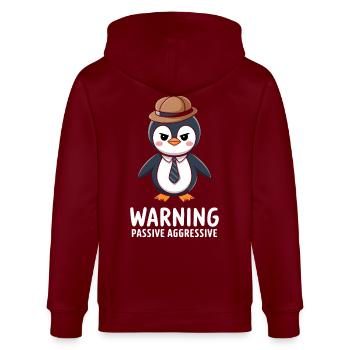 Avertissement Passif Agressif Pingouin Humour - Veste à capuche bio CULTIVATOR Stanley/Stella Unisexe - bordeaux - Dos - Anna (173cm)