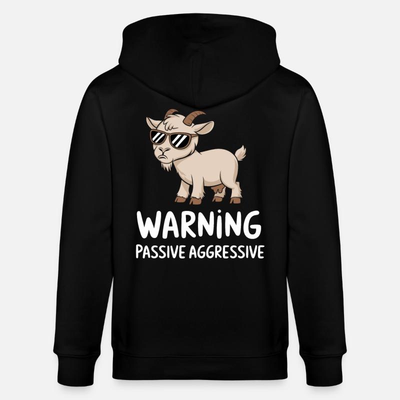 Attention Motif Chèvre Agressive Passif - Veste à capuche bio CULTIVATOR Stanley/Stella Unisexe - noir