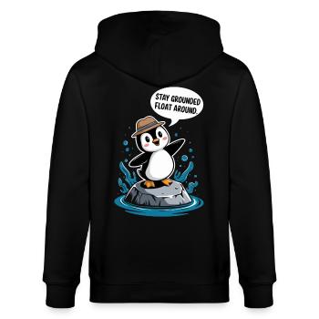 Bleib Geerdet Schwebe Umher Pinguin - Stanley/Stella Unisex Bio-Kapuzenjacke CULTIVATOR  - Schwarz - Hinten - Anna (173cm)