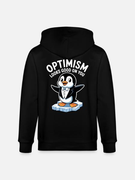 Optimism suits you well Penguin - Stanley/Stella CULTIVATOR Unisex Organic Hooded Jacket - black