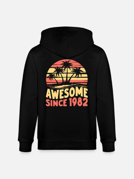 Awesome Since 1982 Birthday - Stanley/Stella CULTIVATOR Unisex Organic Hooded Jacket - black