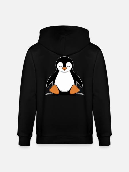 Relaxed Penguin Meditation Cartoon - Stanley/Stella CULTIVATOR Unisex Organic Hooded Jacket - black