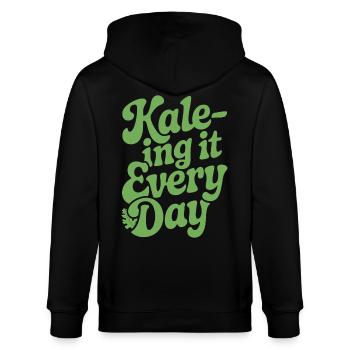 Vegan Vegetarier Kale-ing It Jeden Tag - Stanley/Stella Unisex Bio-Kapuzenjacke CULTIVATOR  - Schwarz - Hinten - Anna (173cm)