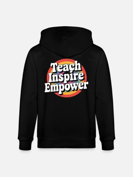 Teacher Inspire Empower Rainbow Style - Stanley/Stella CULTIVATOR Unisex Organic Hooded Jacket - black
