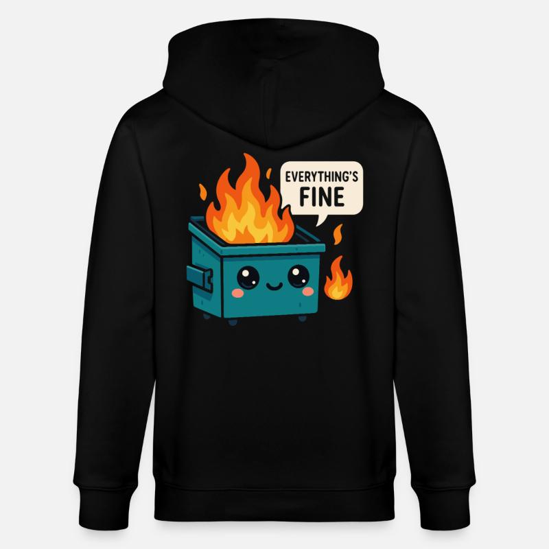Dumpster Fire Meme - Stanley/Stella Unisex Bio-Kapuzenjacke CULTIVATOR  - Schwarz