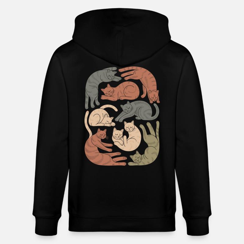 Motif de chat boho décontracté - Veste à capuche bio CULTIVATOR Stanley/Stella Unisexe - noir