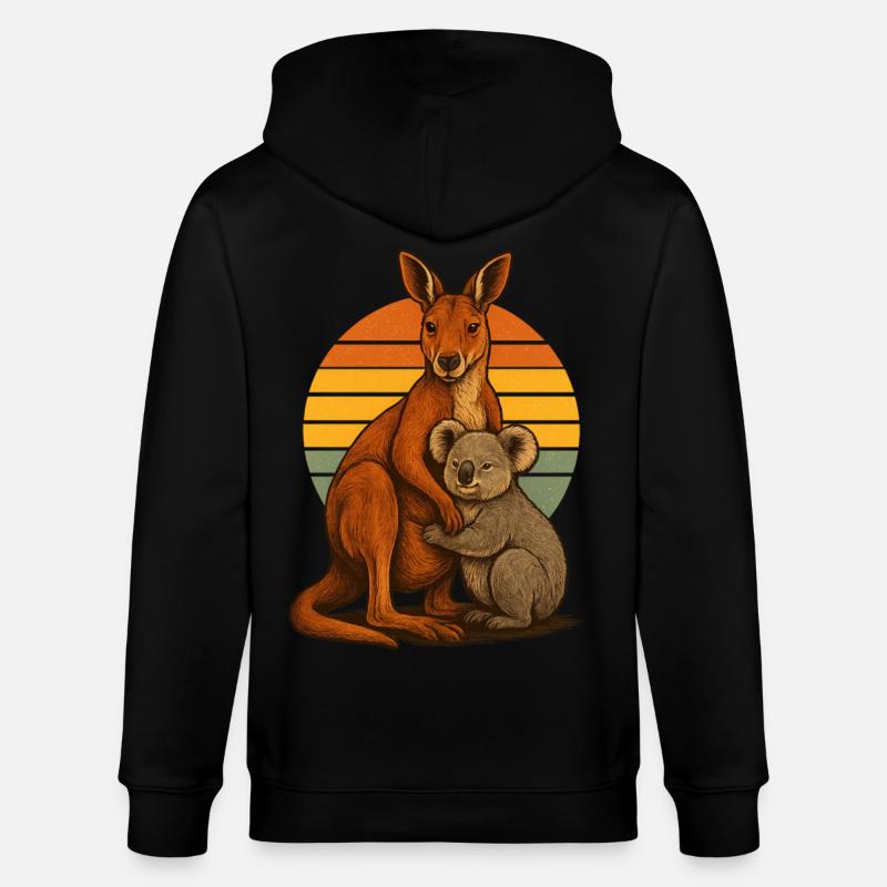 Känguru Koala Australische Freunde - Stanley/Stella Unisex Bio-Kapuzenjacke CULTIVATOR  - Schwarz