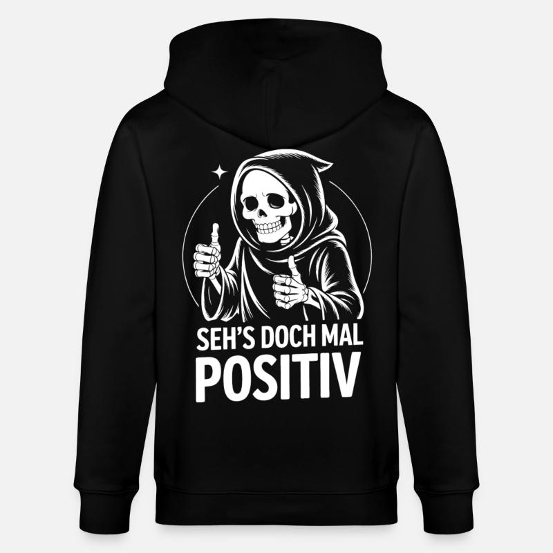 Seh's Doch Mal Positiv Grim Reaper - Stanley/Stella Unisex Bio-Kapuzenjacke CULTIVATOR  - Schwarz