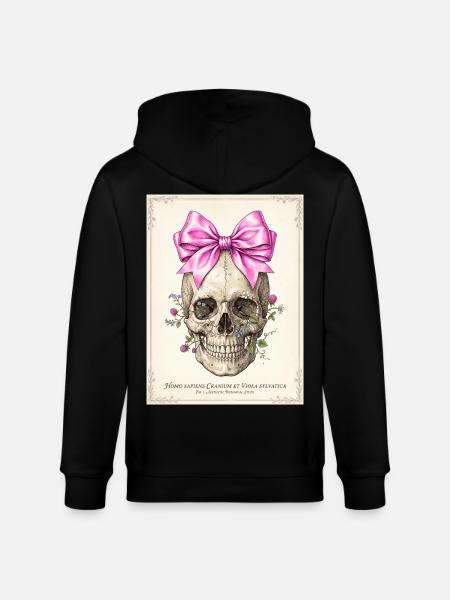 Crâne fleuri et nœud rose - Veste à capuche bio CULTIVATOR Stanley/Stella Unisexe - noir