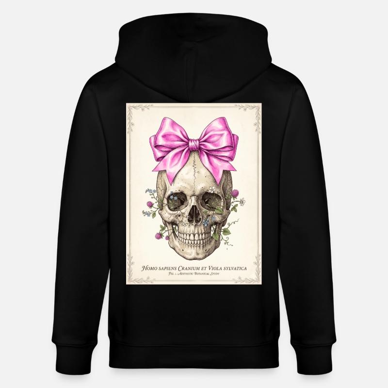 Crâne fleuri et nœud rose - Veste à capuche bio CULTIVATOR Stanley/Stella Unisexe - noir