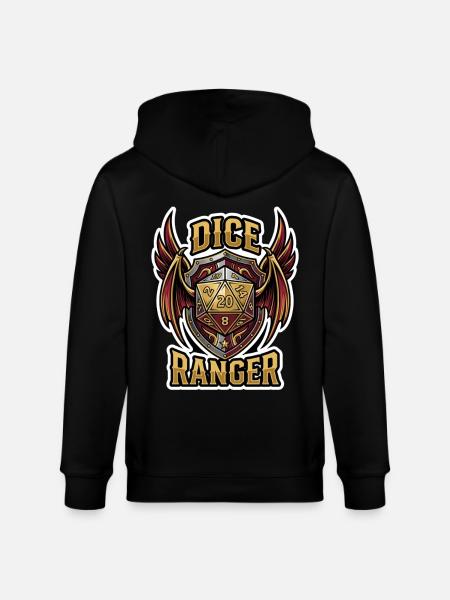 Dice Ranger Winged D20 RPG Class - Stanley/Stella CULTIVATOR  Unisex Organic Hooded Jacket - black