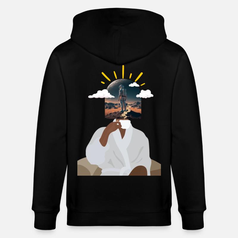 Café et astronaute - Veste à capuche bio CULTIVATOR Stanley/Stella Unisexe - noir